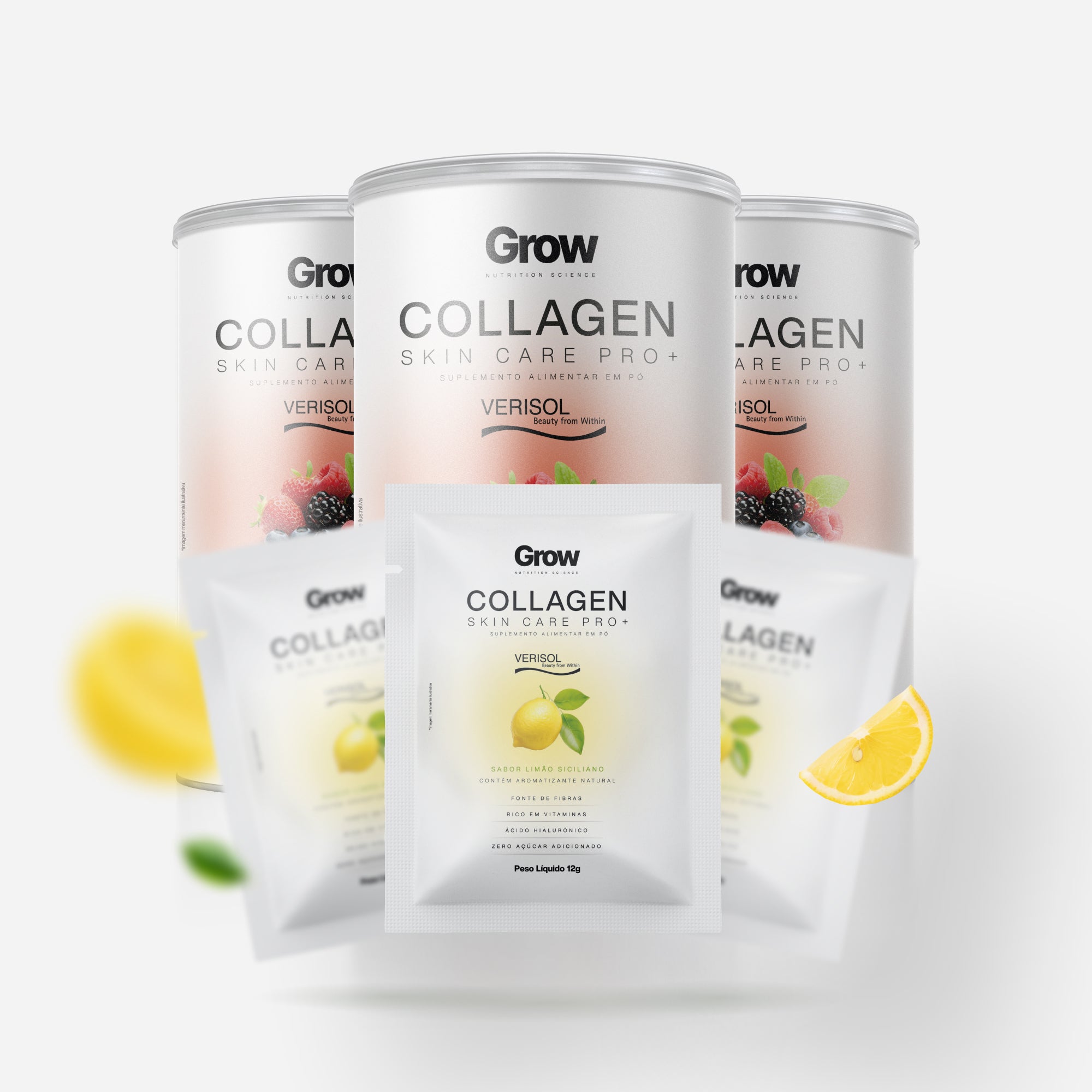 3 Colágenos Verisol® Frutas Vermelhas + 3 Caixas de Sachês Verisol® Limão Siciliano Grátis