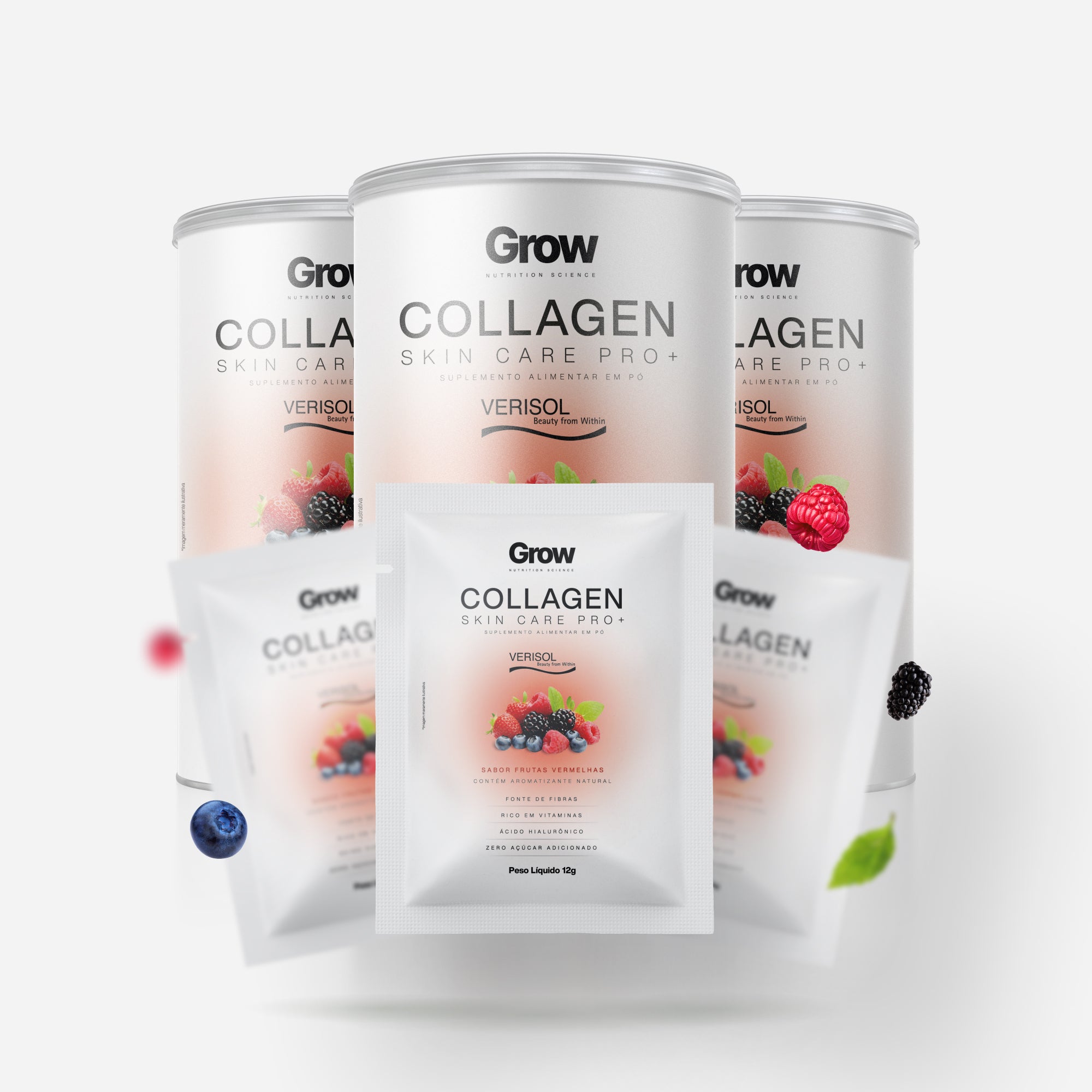 3 Colágenos Verisol® Frutas Vermelhas + 3 Caixas de Sachês Verisol® Grátis