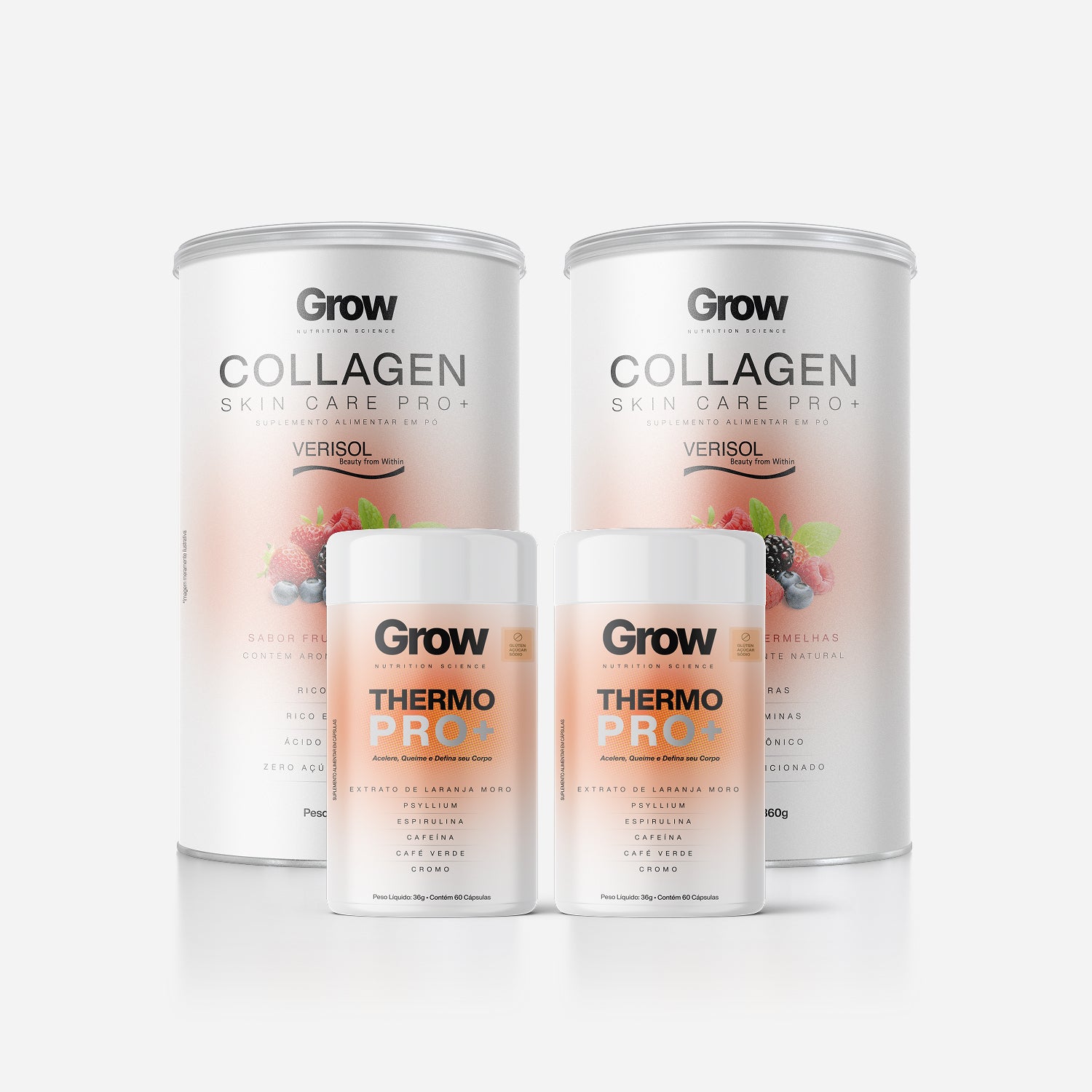 Kit 2 Colágeno Verisol Skin Care Pro Frutas Vermelhas + 2 Thermo Pro Grátis