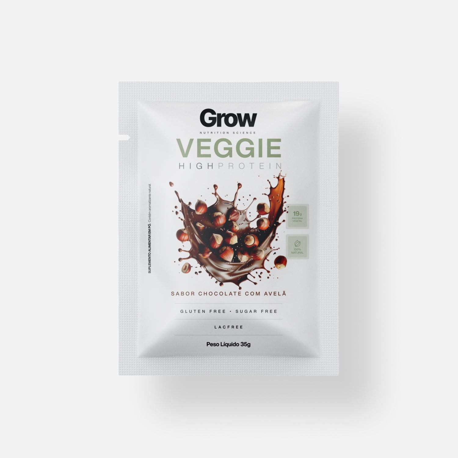 Grow Veggie High Protein + Chocolate com Avelã Caixa 10 Sachês