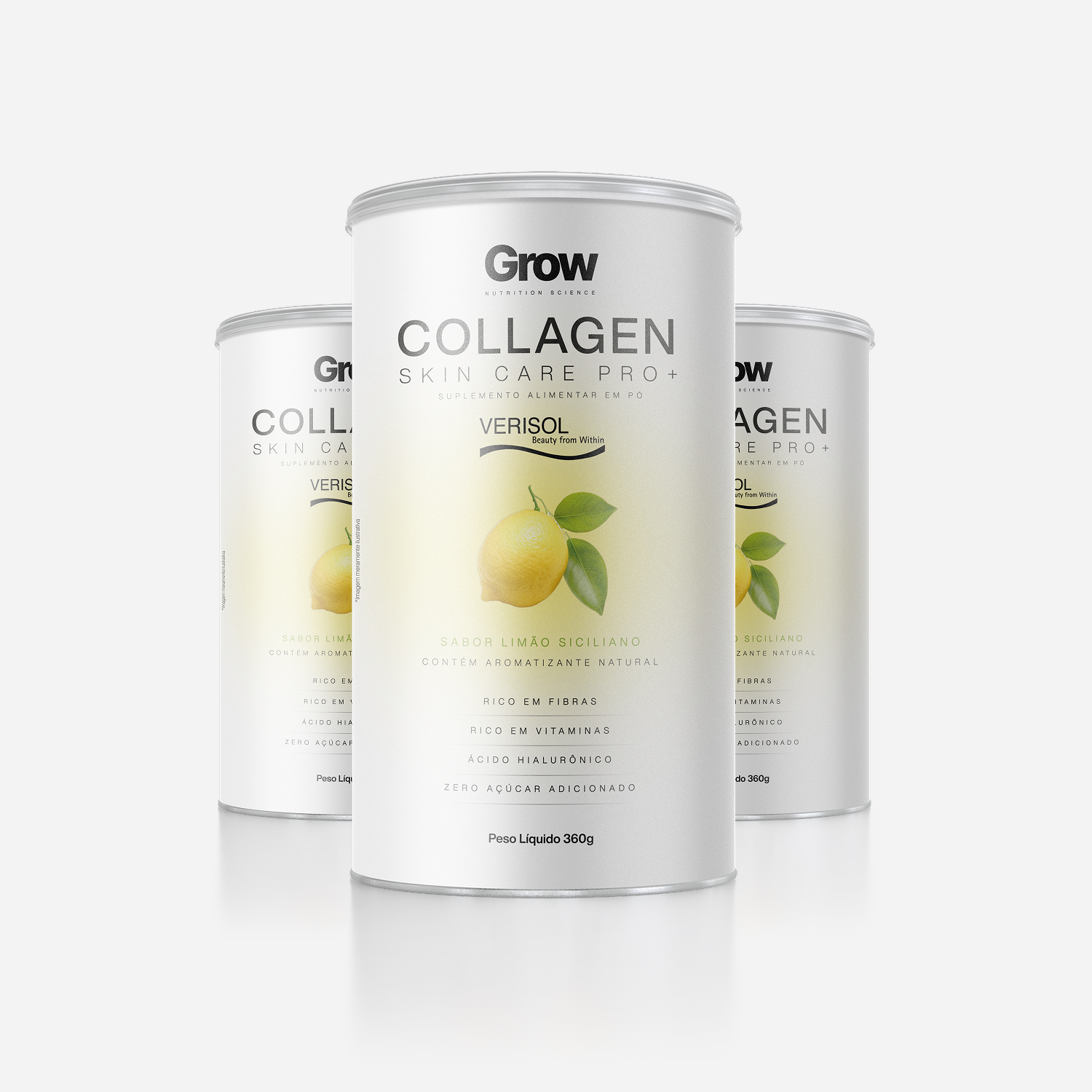 Kit 3 Colágeno Verisol Skin Care Pro + 360g Sabor Limão Siciliano