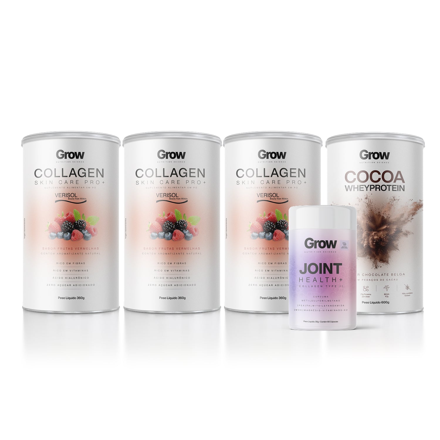 3 Colágenos Verisol® + 1 Cocoa Whey Protein Grátis + 1 Joint (Colágeno Tipo II) Grátis