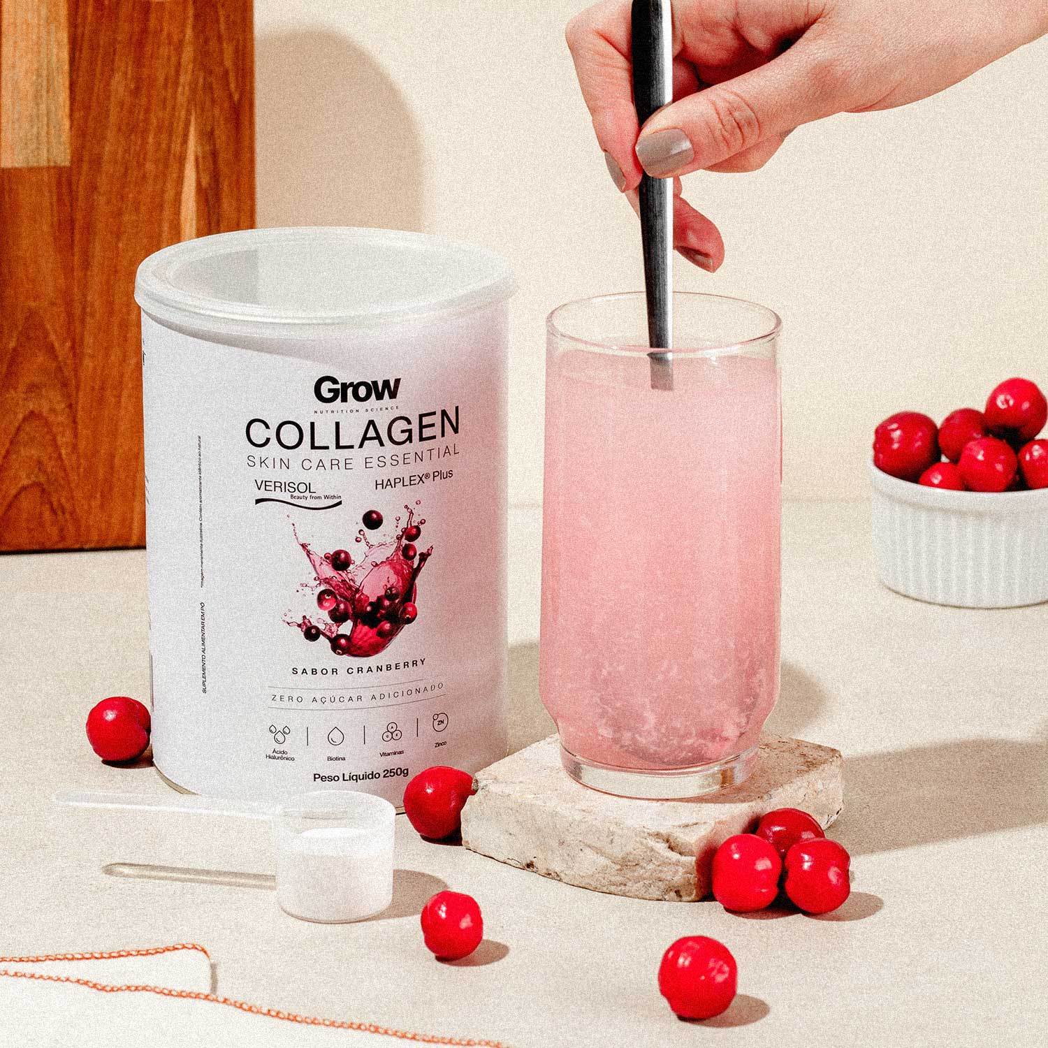 Kit 3 Colágeno Verisol Skin Care Essential 250g Sabor Cranberry