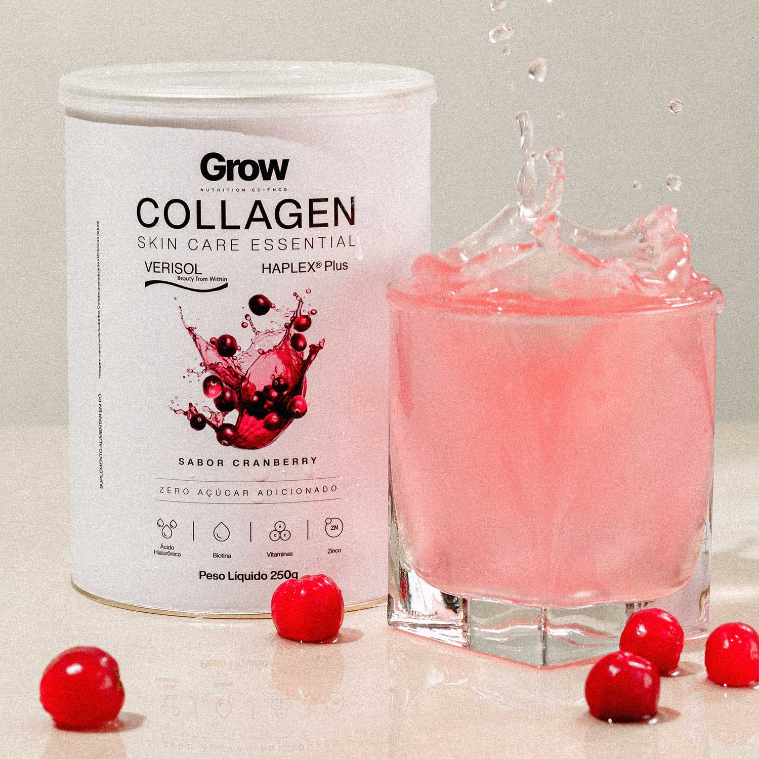 Kit 3 Colágeno Verisol Skin Care Essential 250g Sabor Cranberry