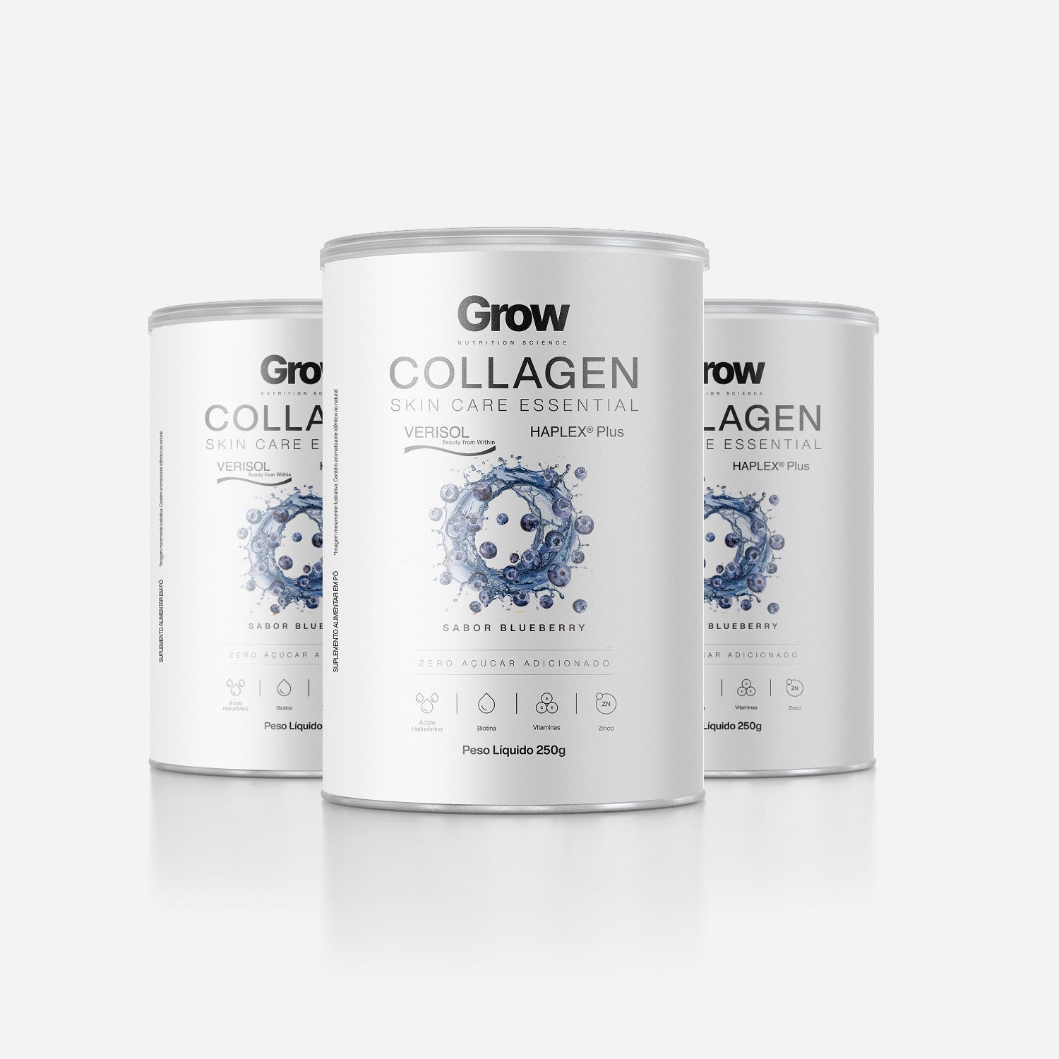 Kit 3 Colágeno Verisol Skin Care Essential 250g Sabor Blueberry