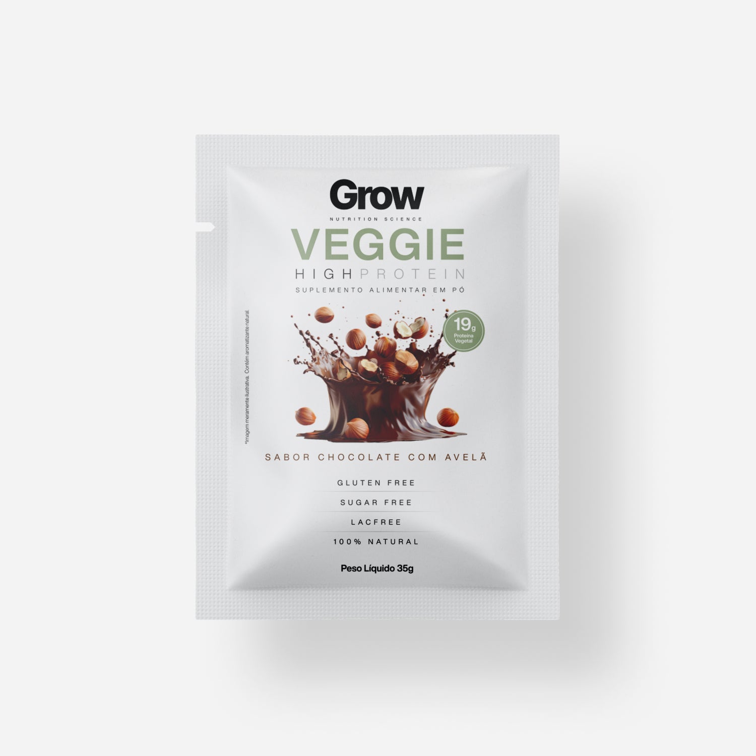 Grow Veggie High Protein + Chocolate com Avelã Caixa 10 Sachês